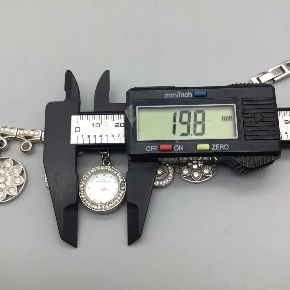 Anne Klein Watch Women 20mm Silver Tone Bling Charm Bracelet Band New Battery 7